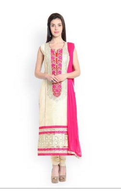 India Desire : Loot Deal: Buy Om Collection Soch White Chanderi Salwar Kameez Dupatta At Rs. 7 Only At Paytm